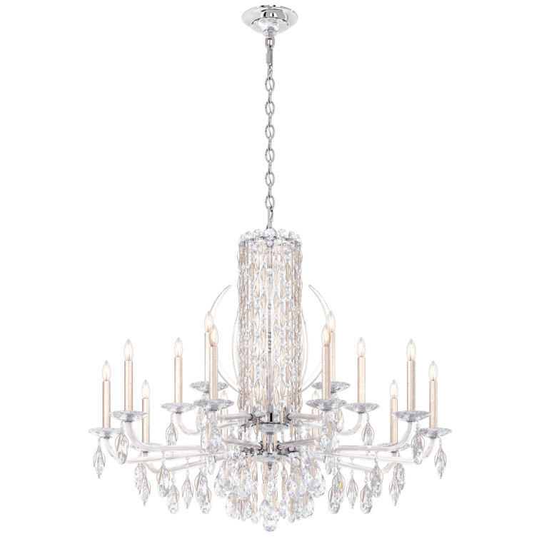 Sarella Heritage Clear Crystal 15-Light Antique Silver Chandelier
