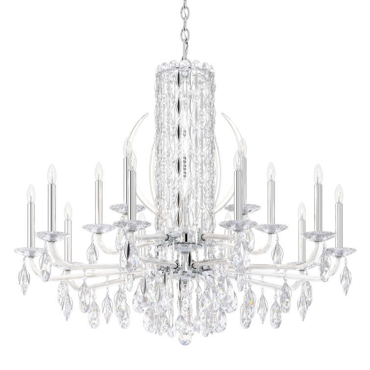 Elegant Sarella 15-Light Heritage Crystal Chandelier, Stainless Steel Finish