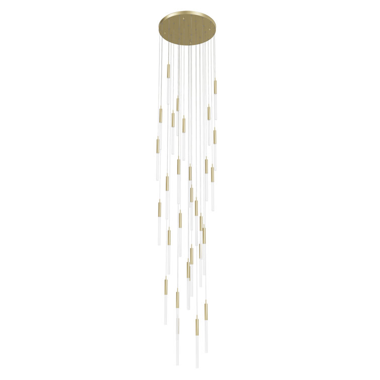 Brushed Brass 31-Light Glass Cluster Pendant