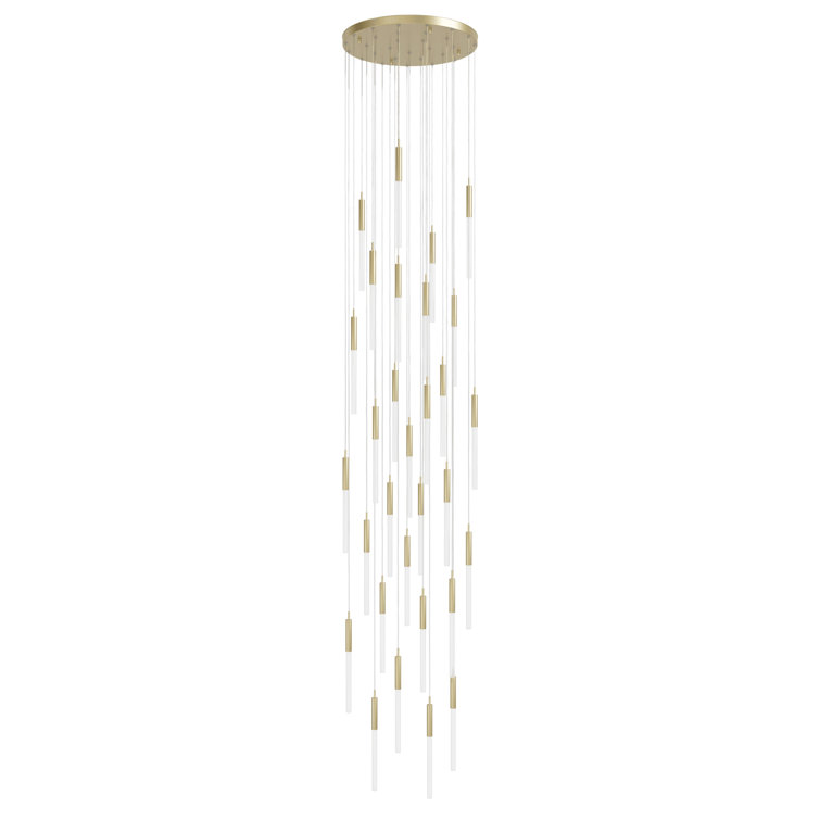 Brushed Brass 31-Light Glass Cluster Pendant