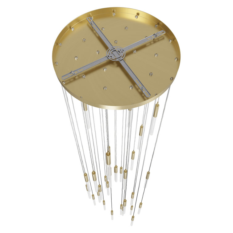 Brushed Brass 31-Light Glass Cluster Pendant