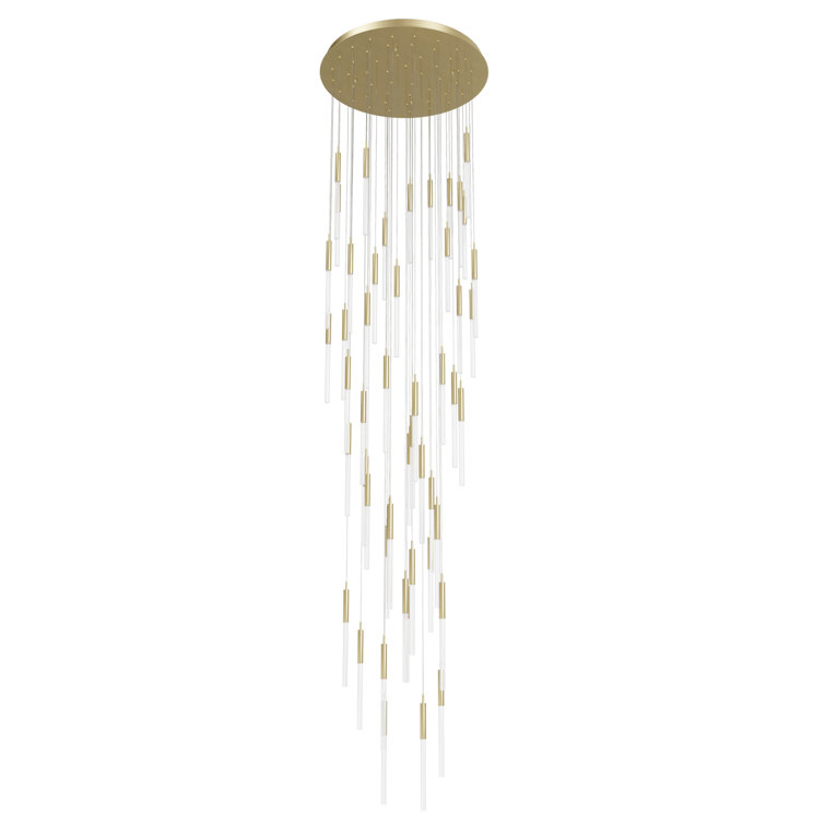 Polished Nickel and Brass 51-Light LED Glass Chandelier
