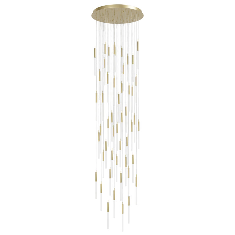 Polished Nickel and Brass 51-Light LED Glass Chandelier