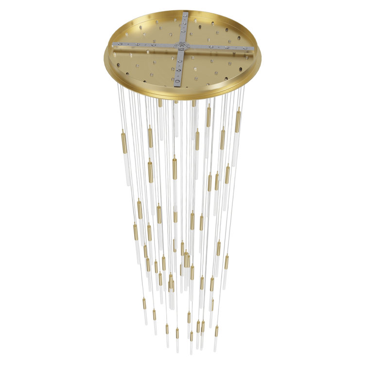 Polished Nickel and Brass 51-Light LED Glass Chandelier