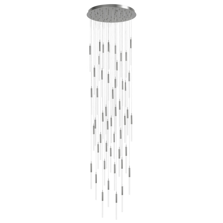 Polished Nickel 51-Light Glass LED Cluster Pendant