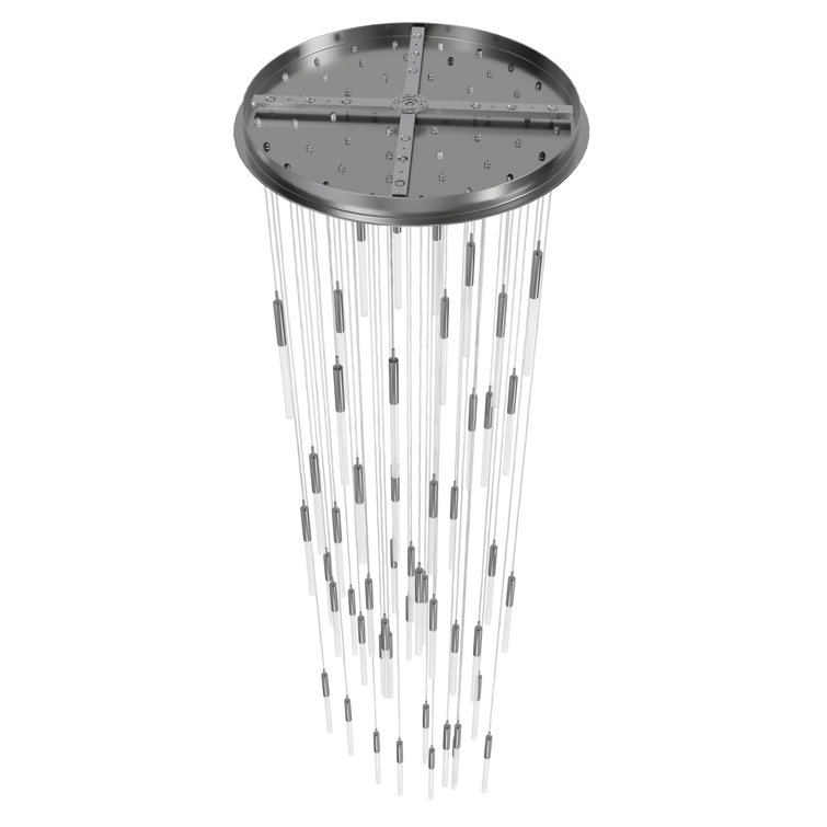 Polished Nickel 51-Light Glass LED Cluster Pendant