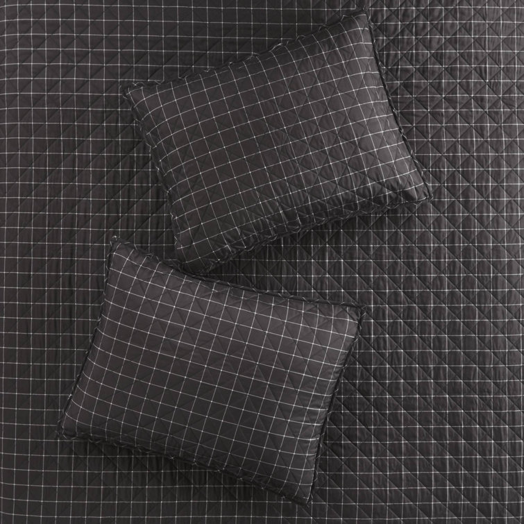 King Black and Brown Reversible Microfiber Quilt Set