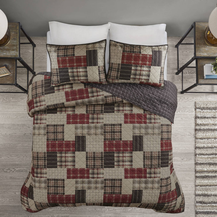 King Black and Brown Reversible Microfiber Quilt Set