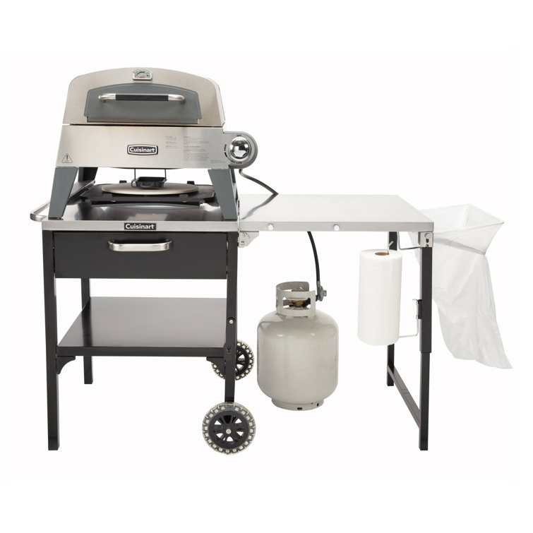 Cuisinart Black and Stainless Steel Outdoor Prep Table with Wheels