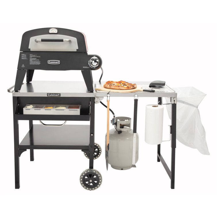 Cuisinart Black and Stainless Steel Outdoor Prep Table with Wheels
