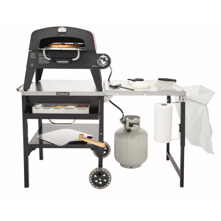 Cuisinart Black and Stainless Steel Outdoor Prep Table with Wheels