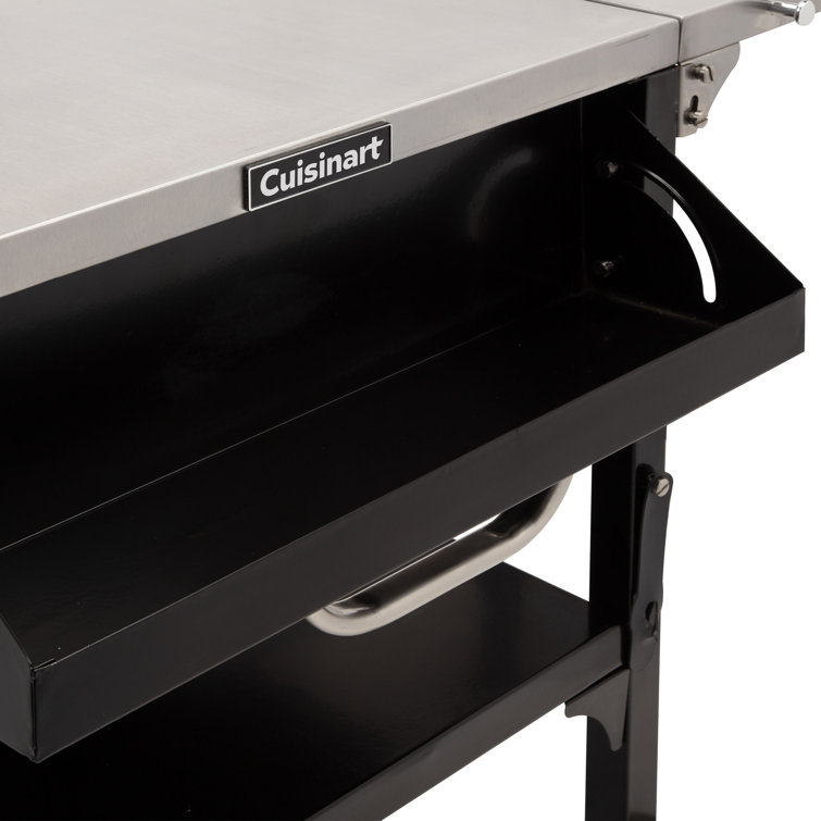 Cuisinart Black and Stainless Steel Outdoor Prep Table with Wheels