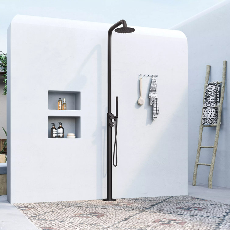 Matte Black Stainless Steel Outdoor Rain Shower with Handheld