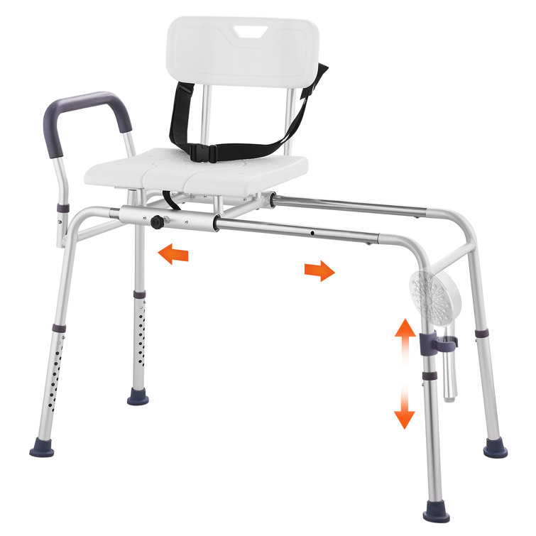 White Adjustable Plastic Sliding Tub Transfer Bench