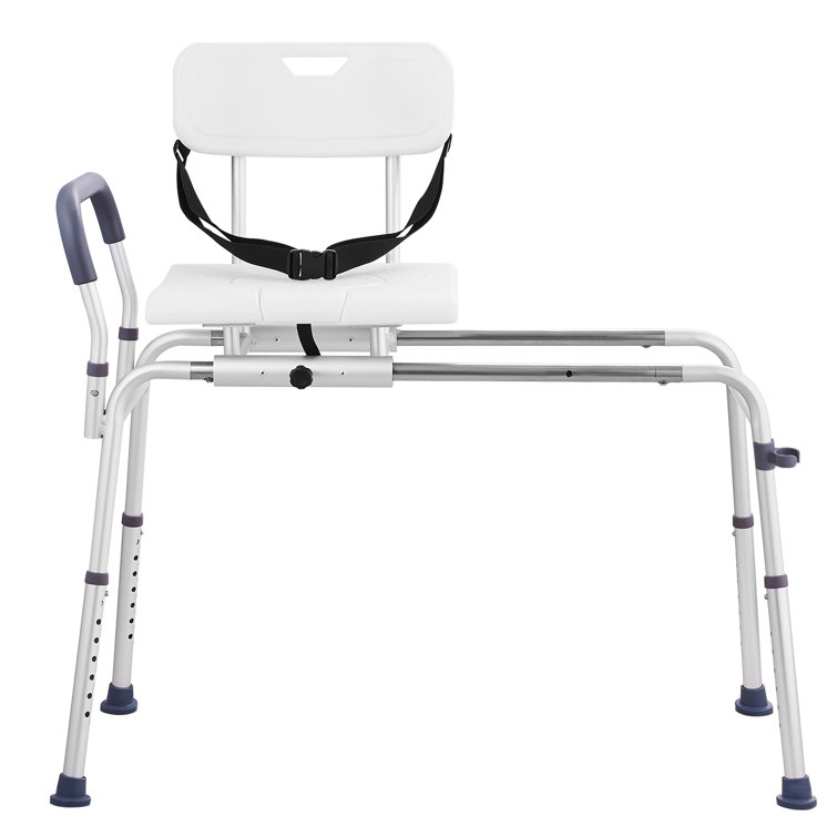 White Adjustable Plastic Sliding Tub Transfer Bench