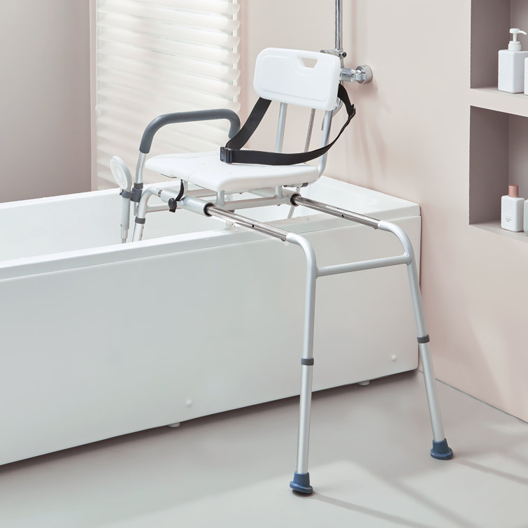 White Adjustable Plastic Sliding Tub Transfer Bench