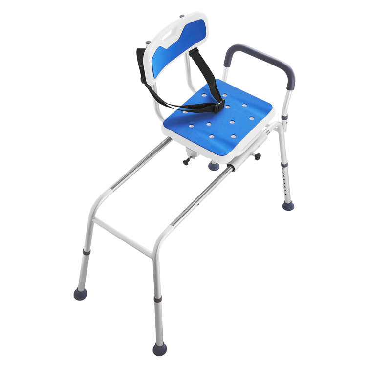 Adjustable Blue Plastic Sliding Tub Transfer Bench with Safety Belt