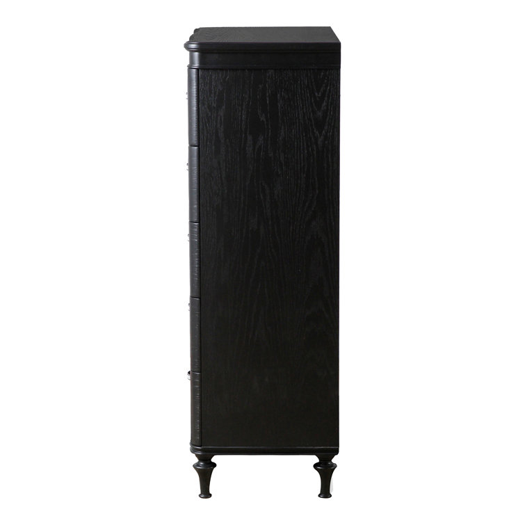 Seabliss Black Solid Wood 5-Drawer Chest with Felt Lined Drawer