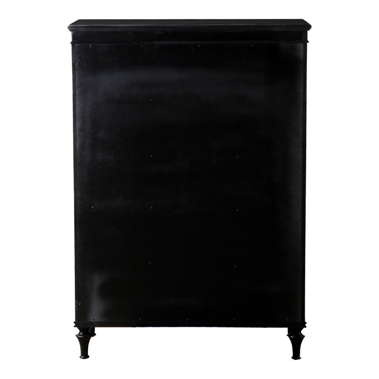 Seabliss Black Solid Wood 5-Drawer Chest with Felt Lined Drawer