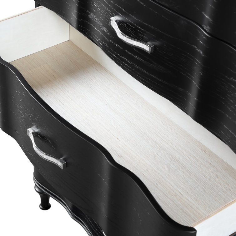 Seabliss Black Solid Wood 5-Drawer Chest with Felt Lined Drawer