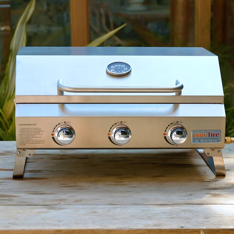 Stainless Steel 3-Burner Portable Propane Gas Grill with Cart