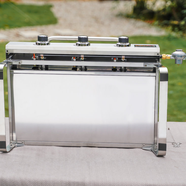 Stainless Steel 3-Burner Portable Propane Gas Grill with Cart