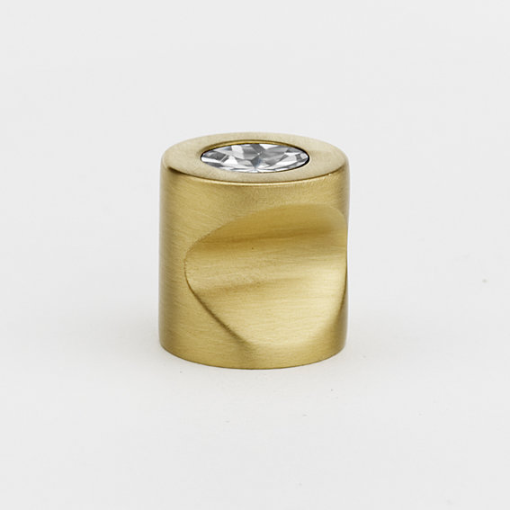 Satin Brass Round Crystal Cabinet Knob with Mounting Hardware