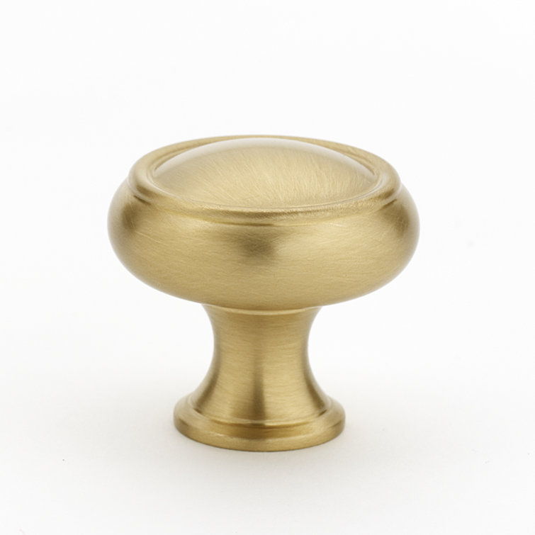 Satin Brass Round Cabinet Knob with Mounting Hardware