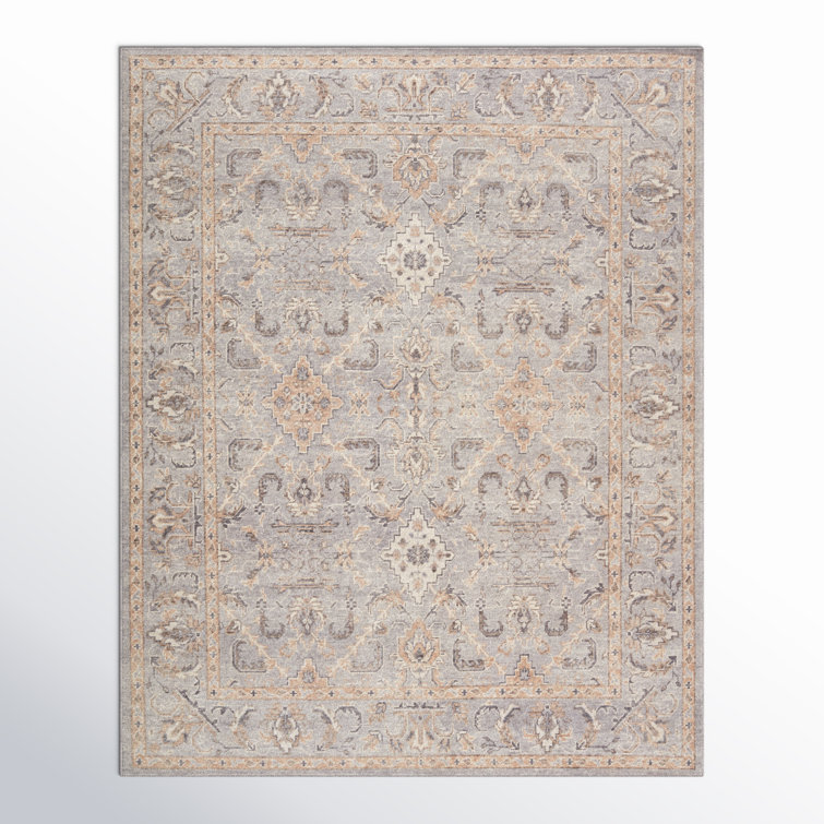 Wyndham Trellis Hand-Knotted Wool Area Rug 6'x9' in Gray and Tan