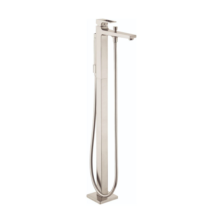 Brushed Nickel Floor Mounted Freestanding Tub Filler with Handshower