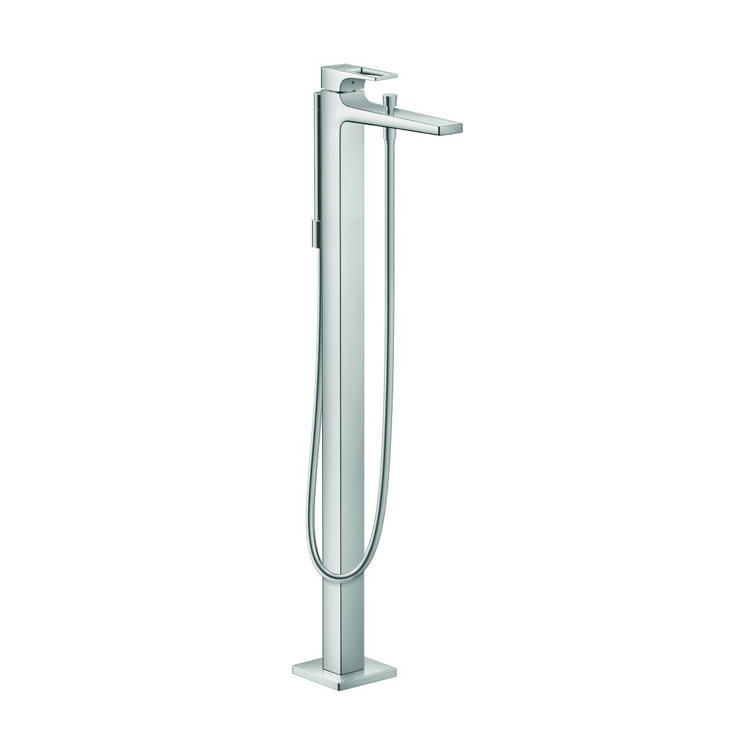 Chrome Brass Floor Mounted Tub Filler with Handshower