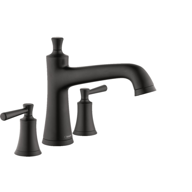 Matte Black Double Handle Deck Mount Roman Tub Faucet