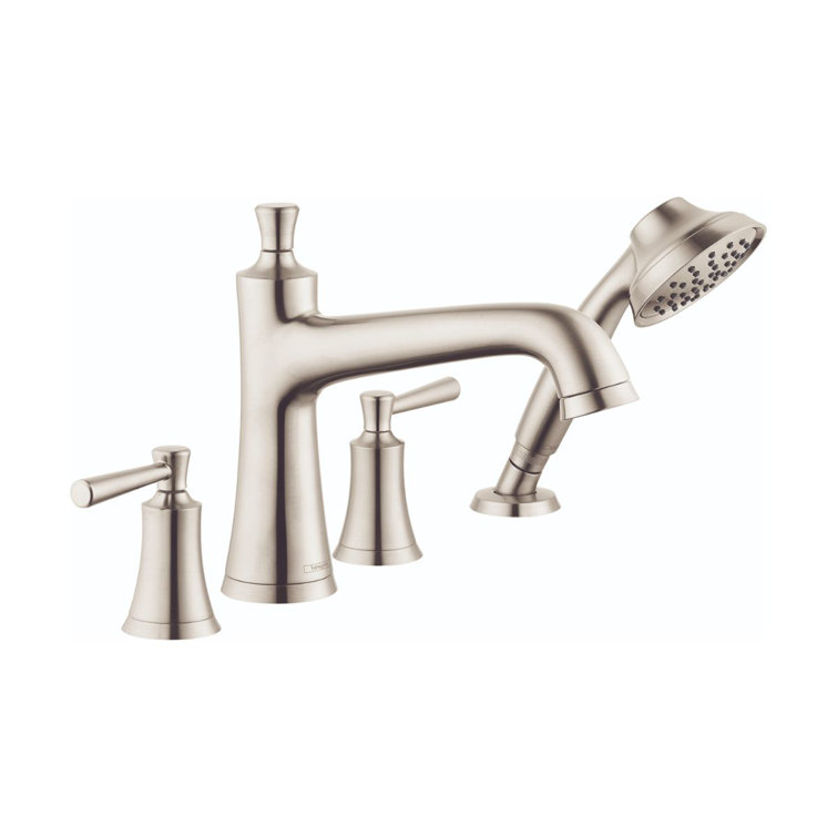 Brushed Nickel 4-Hole Roman Tub Filler with Handshower