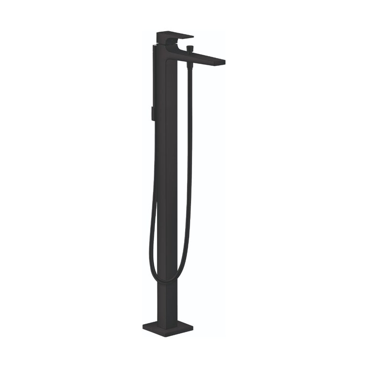 Matte Black Brass Freestanding Tub Filler with Handshower