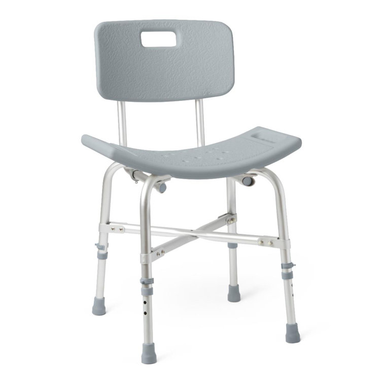 Gray Plastic Bariatric Shower Chair with Backrest and Reinforced Frame