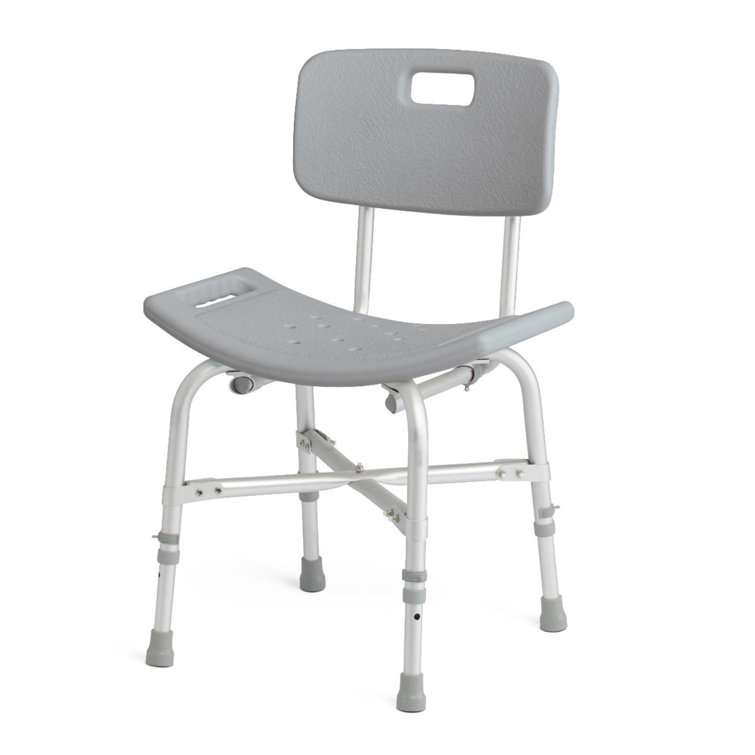 Gray Plastic Bariatric Shower Chair with Backrest and Reinforced Frame