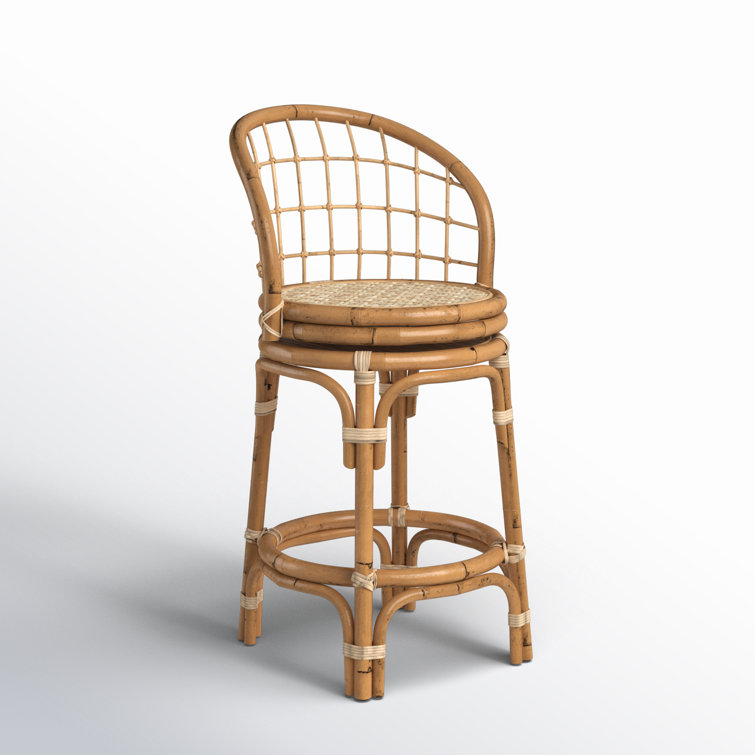 Natural Brown Rattan Swivel Counter Stool