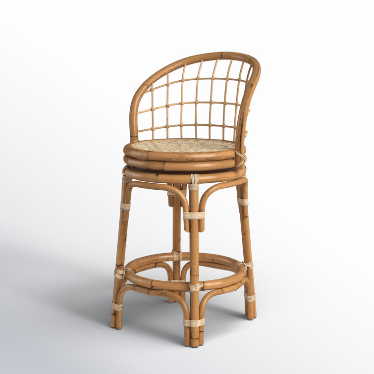 Natural Brown Rattan Swivel Counter Stool