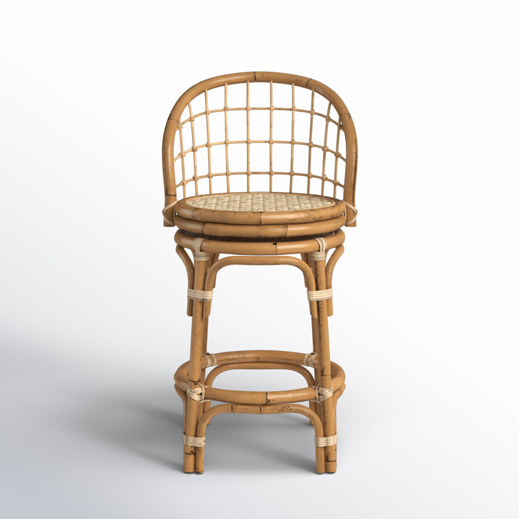 Natural Brown Rattan Swivel Counter Stool