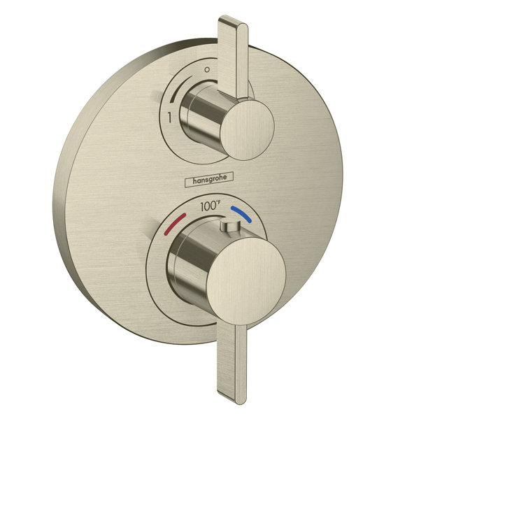 Brushed Nickel Wall-Mounted Thermostatic Shower Valve Trim