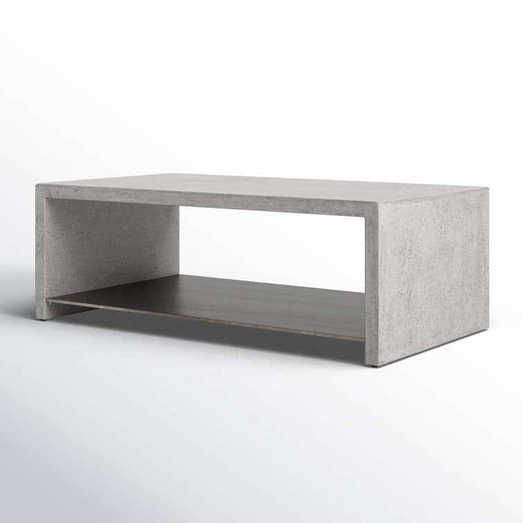 Gray Concrete and Iron Rectangular Cocktail Table