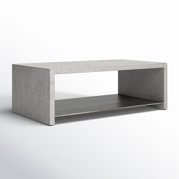 Gray Concrete and Iron Rectangular Cocktail Table