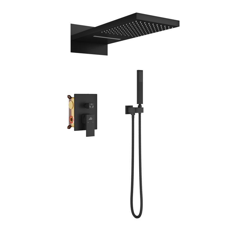 Matte Black Dual-Function Rain Shower System with Handheld Spray