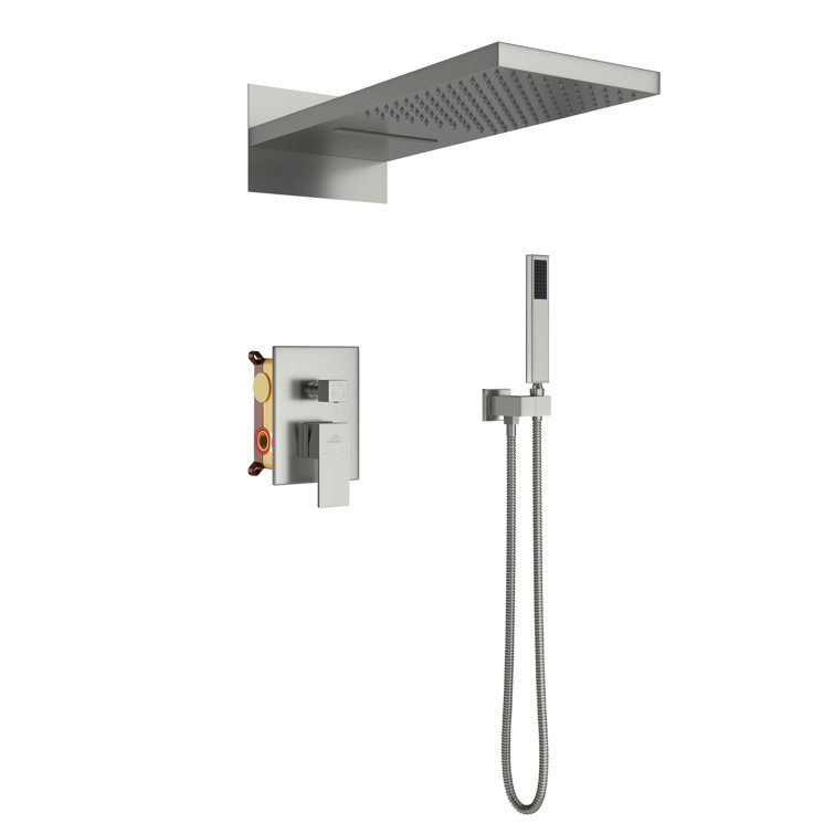 Large Chrome Dual Rain Shower System with Handheld Spray