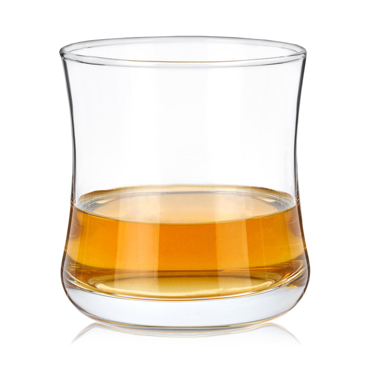 Clear Curved Glass Bourbon Tasting Tumblers, 10 oz, Set of 4