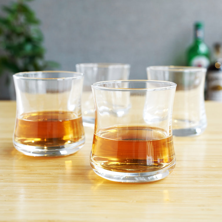 Clear Curved Glass Bourbon Tasting Tumblers, 10 oz, Set of 4