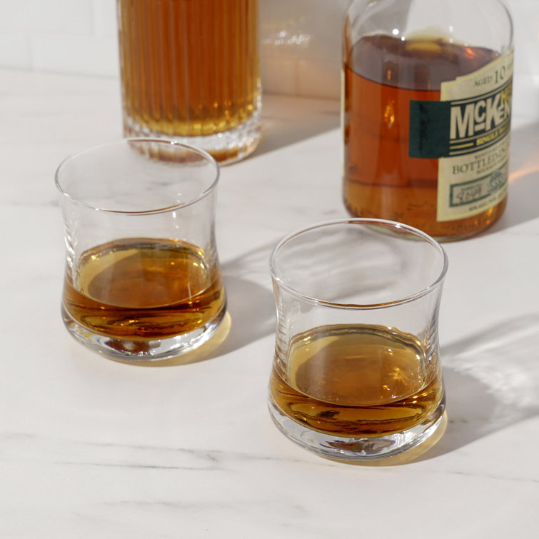 Clear Curved Glass Bourbon Tasting Tumblers, 10 oz, Set of 4