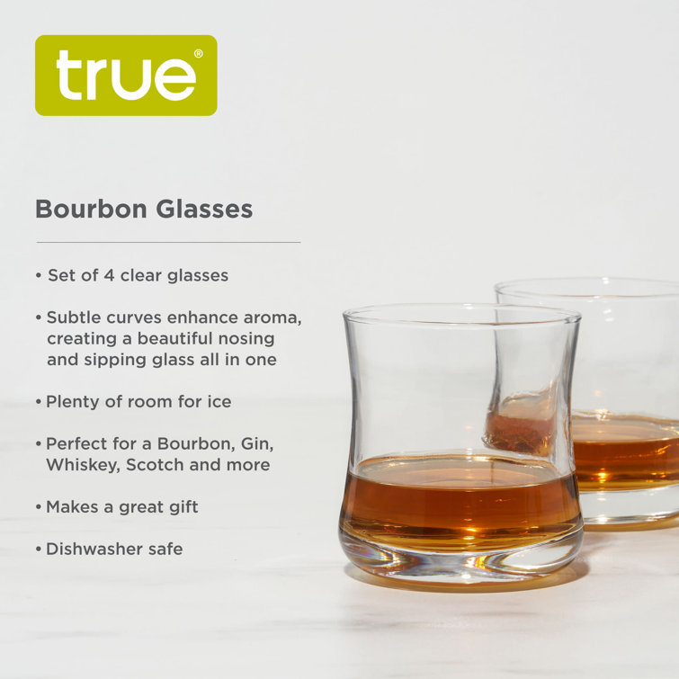 Clear Curved Glass Bourbon Tasting Tumblers, 10 oz, Set of 4