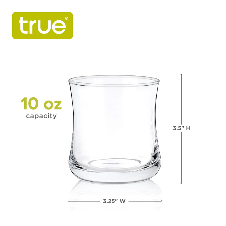 Clear Curved Glass Bourbon Tasting Tumblers, 10 oz, Set of 4