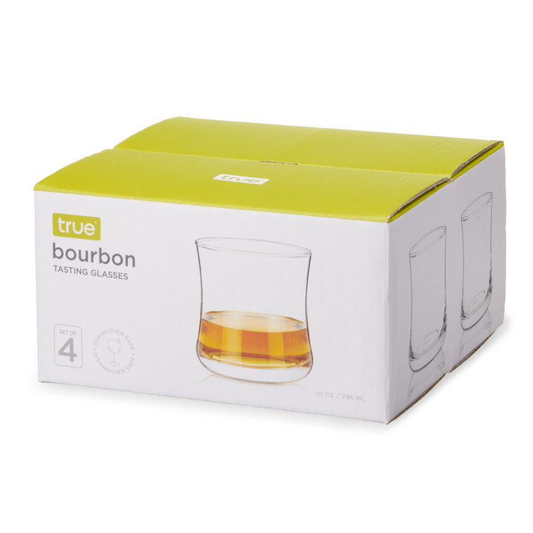 Clear Curved Glass Bourbon Tasting Tumblers, 10 oz, Set of 4